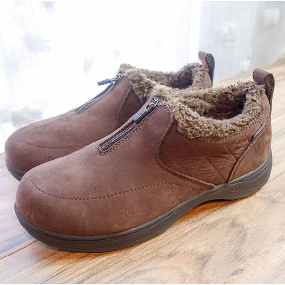 L.L. Bean Women's US Size 10 Wide Waterproof Mocs Slip On Leather Rain Leather - Picture 1 of 10